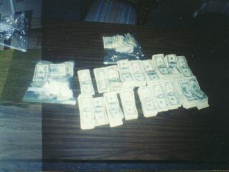 Money seized in a drug raid
